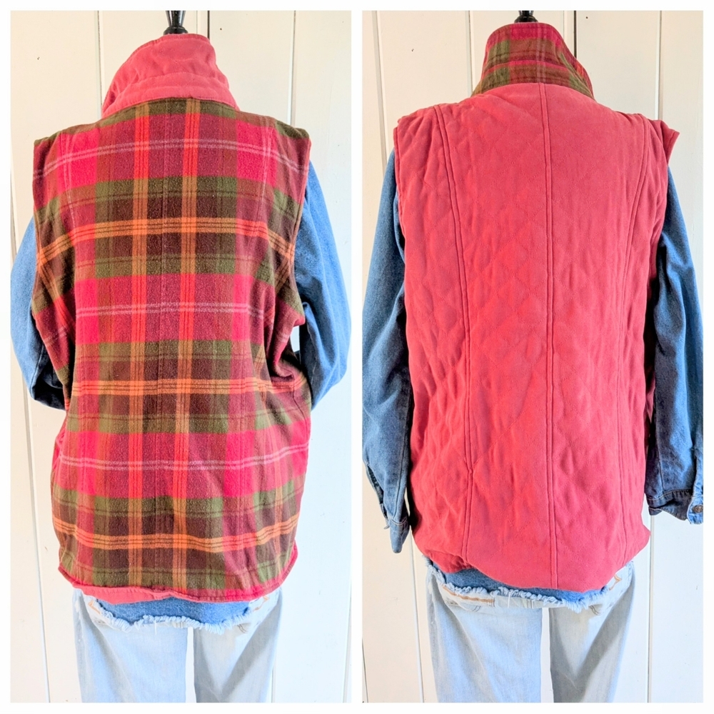Reversible Plaid And Solid Vest From Denim & Co Xl - image 4